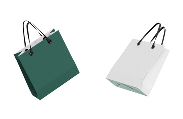 흰색과 초록색 소매용 종이 쇼핑백 목업 White and Green Retail Paper Shopping Bags Mock up