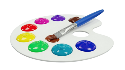 Artist's Palette with Colorful Paints and Brush