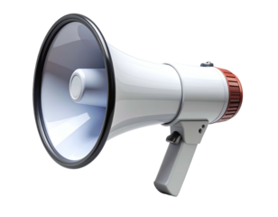 White Megaphone with Red Accent.