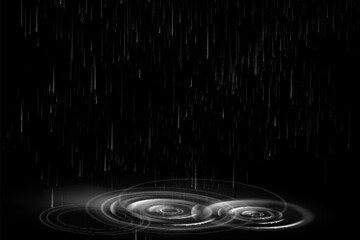 Rain on black. Vector rain texture. Abstract vector background.