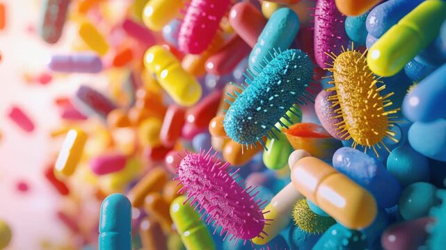 Digital art of vibrant microbial diversity abstract visualization for health concepts