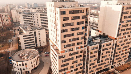Cityscape with modern apartment blocks aerial view © AlexGo