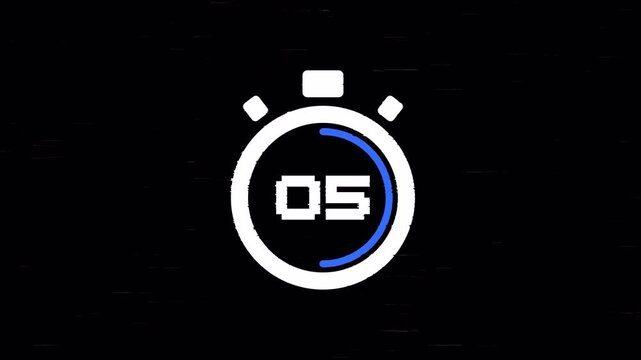 10 second Countdown Timer with glitch effect. Overlay usage, 4K countdown timer video