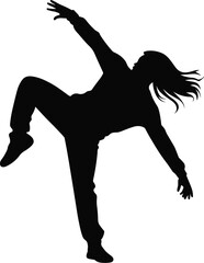 Dynamic male dancer silhouette performing energetic contemporary dance movement in artistic expression against plain background artistic vector illustration for creative arts entertainment and perform