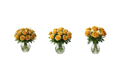 Yellow Roses Vase on transparent background, png
