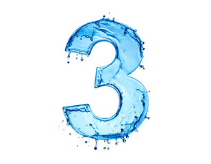 Blue Painted Number Three Digit.