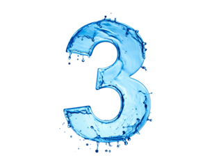 Blue Painted Number Three Digit.