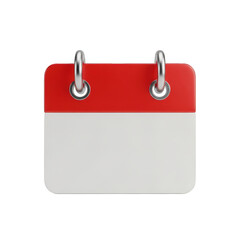 Red and white calendar icon isolated on transparent background