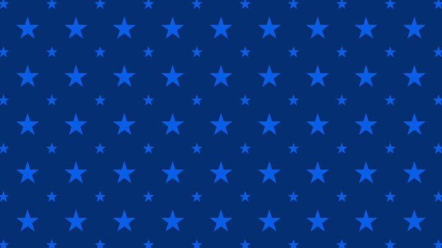 Blue stars pattern loop background for patriotic holidays and decoration.