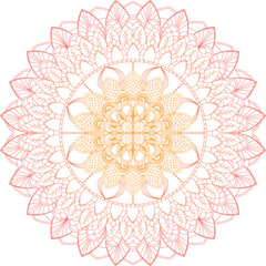 Sunset mandala: orange intricate sun symbol.