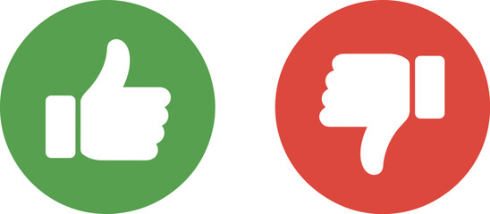 Obraz premium Green thumbs up and red thumbs down icons for website feedback expressing agreement or disagreement customer satisfaction survey ui element for app design social media marketing presentation opinion p