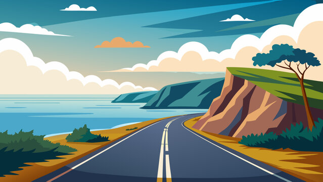 Coastal highway journey Vector
