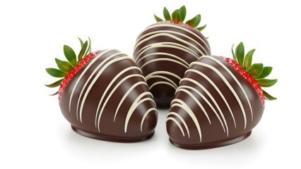 Fototapeta premium Strawberries in chocolate on a white background. AI generated. 