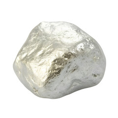 Pure silver nugget rock isolated on transparent background