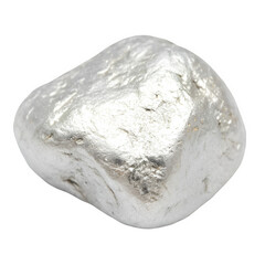 Pure silver nugget rock isolated on transparent background