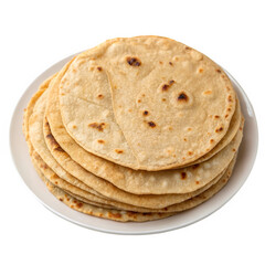 Fresh Indian chapati isolated on transparent background