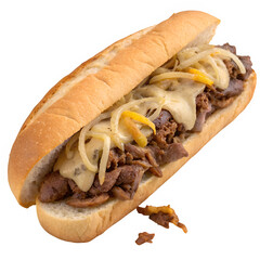 Philly cheese steak isolated on transparent background