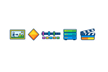 Fototapeta premium Digital media icons set on a dark background