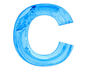 Blue Watercolor Letter C Isolated.