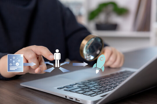 Strategic business decision and growth execution concept with analysis and planning. Professional workflow illustrating evaluation, direction setting, and successful strategy implementation.