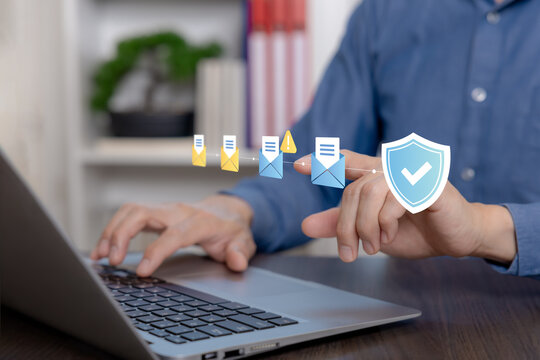 Secure email communication and message verification concept with data protection and compliance control. Digital workflow representing trust, integrity, and enterprise security management.
