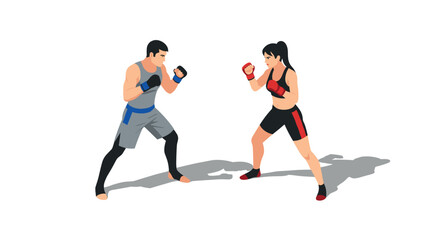 Fototapeta premium Mixed martial arts fighters sparring in intense training session