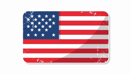 Distressed American flag with rounded corners on a white background