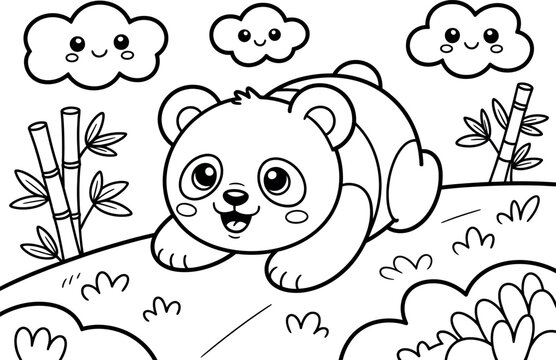 A cute tiger cub playing with a ball of yarn in a playful and adorable cartoon illustration