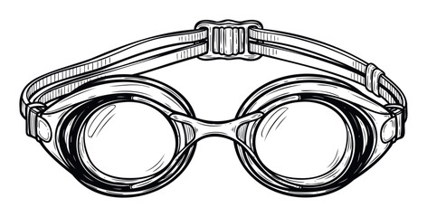 Stylized hand drawn swimming goggles perfect for illustrating various aquatic activities, pool safety education, summer season advertisements, and water sports promotions
