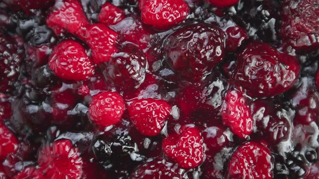 Highresolution macro photograph highlighting berry textures and seeds, Closeup macro shot showcasing intricate surface details and seed patterns of assorted berries