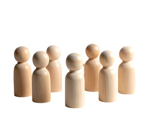 Group of Wooden Figurines Standing Together.