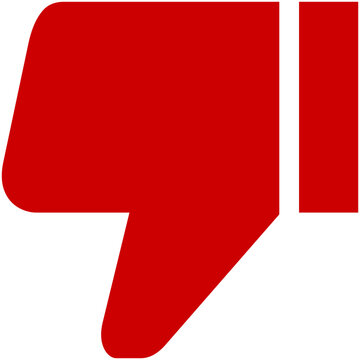 Red thumb down icon, dislike symbol