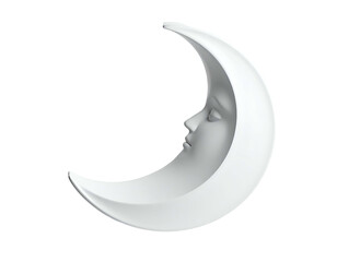 Woman Face Carved into Crescent Moon.