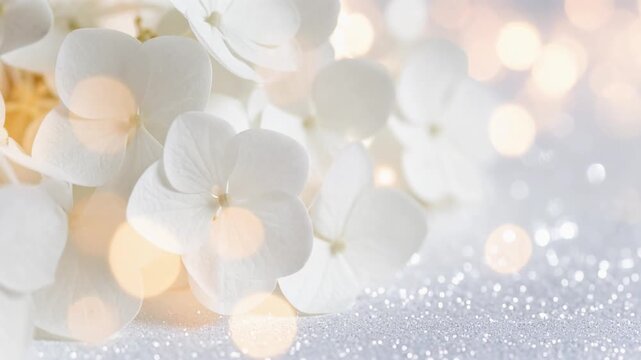  綺麗な白い紫陽花の花の背景素材