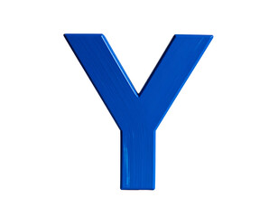 Blue 3D Capital Letter Y Isolated.
