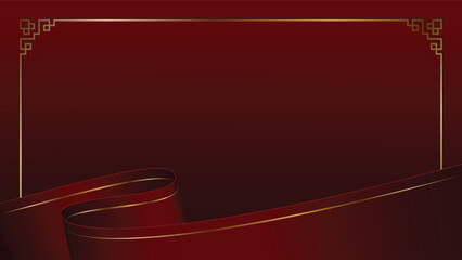 Luxurious red background vector design. Dark red background with gold line and shape decoration. Suit for banner, backdrop, award, certificate and others