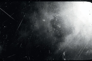 A vintage film still with dust, scratches, and a bright light flare effect