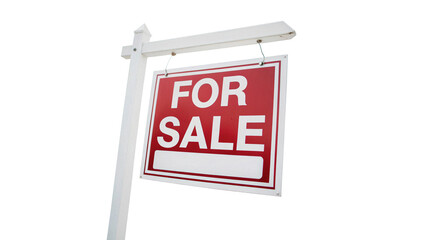 Sign indicating property is available for sale isolated on transparent background cut out