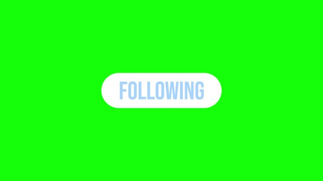The follow symbol appears animated. The text changes to following. The cursor icon moves and presses the blue button.