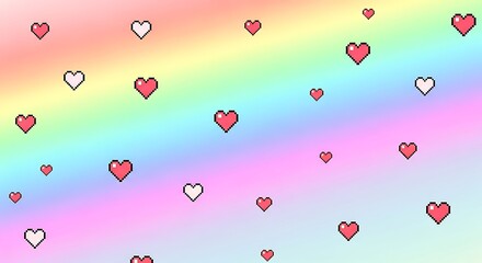 Pastel Rainbow Hearts Background - Cute and Colorful Design for Valentines Day.