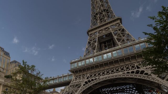 amazing macau casino skyline with replica of eiffel tower