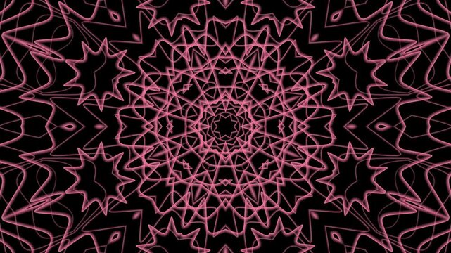 Pink geometric floral kaleidoscope pattern perfect for backgrounds, fabric prints, invitations, and digital designs with a touch of elegance.