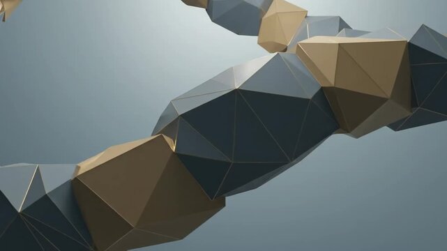 Abstract polygonal chain with gold trim, creating a modern and sophisticated design element.