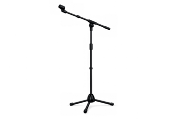 Black professional boom microphone stand for performance