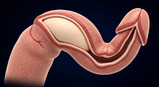 Venogenic ED Anatomy Anatomical cross section of human penis with internal structures visible