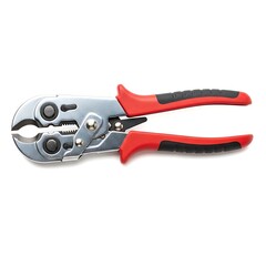 Obraz premium Crimping Tool with Red Handles - Precision and Power for Electrical Work.