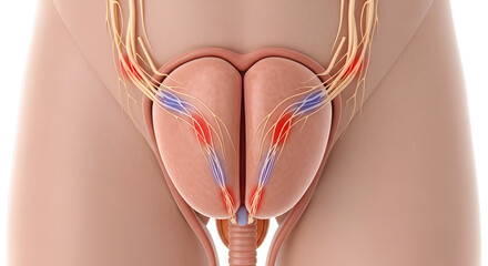 Venogenic ED Anatomy Male Reproductive System Anatomy with Blood Flow and Nerves