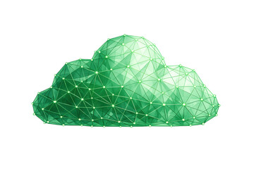Green cloud computing technology with connected network points for data storage and digital communication, transparent background