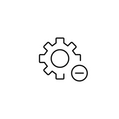 Fototapeta premium Cogwheel and minus symbol. Settings disabled, function stopped. Pixel perfect, editable stroke vector icon