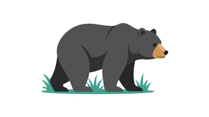 Obraz premium Modern vector illustration of a black bear on grass, animal graphic for digital applications and wildlife themes